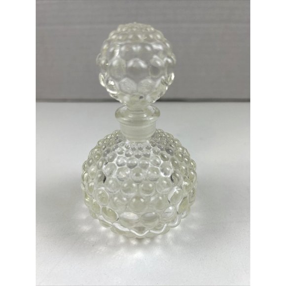 Vintage Clear Glass Hobnail Perfume Bottle with Stopper Empty 4'H X 2"W - Picture 1 of 9